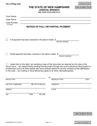 Document preview: Form NHJB-2858-DE Notice of Full or Partial Payment - New Hampshire