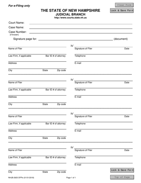 Form NHJB-2925-DFPE Signature Page - New Hampshire