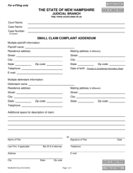 Document preview: Form NHJB-2814-DE Small Claim Complaint Addendum - New Hampshire
