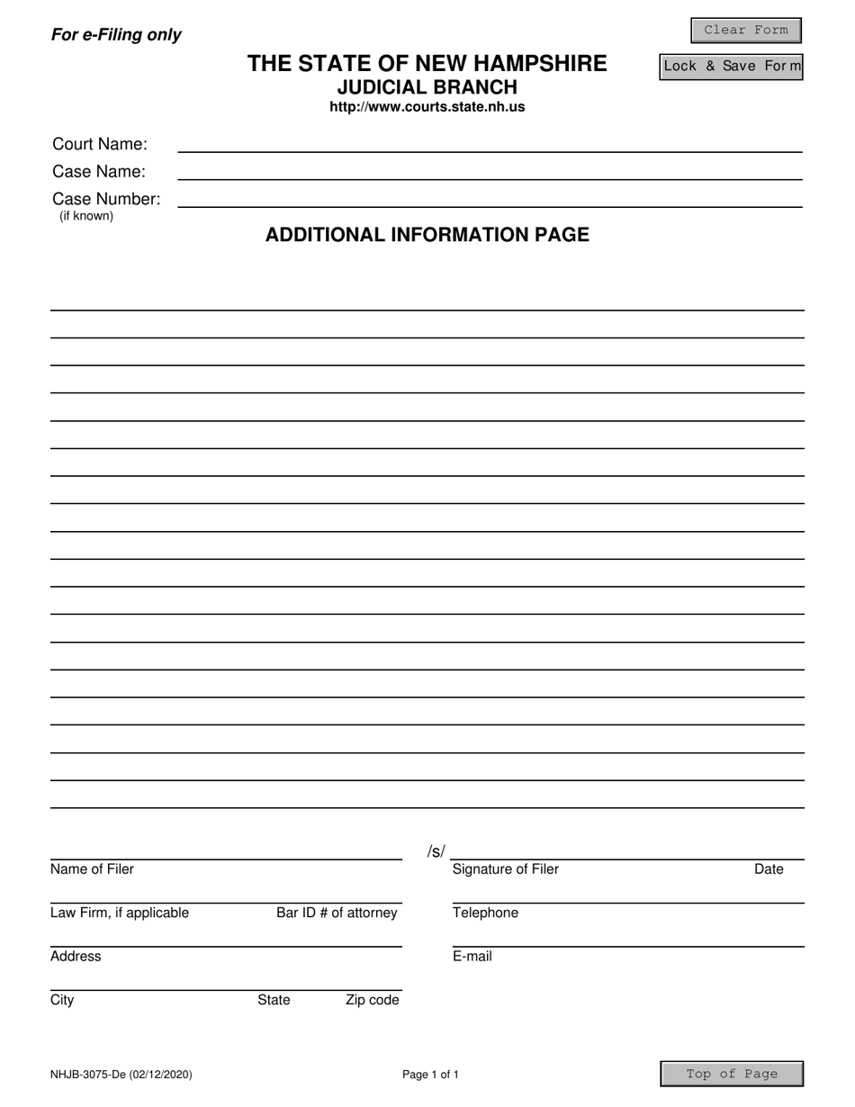 Form NHJB-3075-DE Additional Information Page - New Hampshire, Page 1