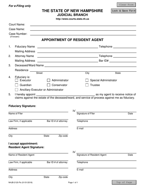 Form NHJB-2120-PE Appointment of Resident Agent - New Hampshire