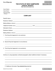 Document preview: Form NHJB-3070-DE Complaint - New Hampshire