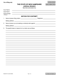 Document preview: Form NHJB-3071-DE Motion for Contempt - New Hampshire