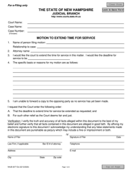 Form NHJB-3077-DE Motion to Extend Time for Service - New Hampshire