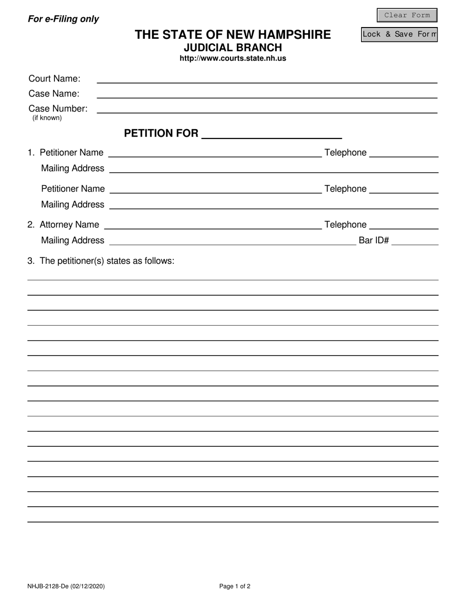 Form NHJB-2128-DE Petition - New Hampshire, Page 1