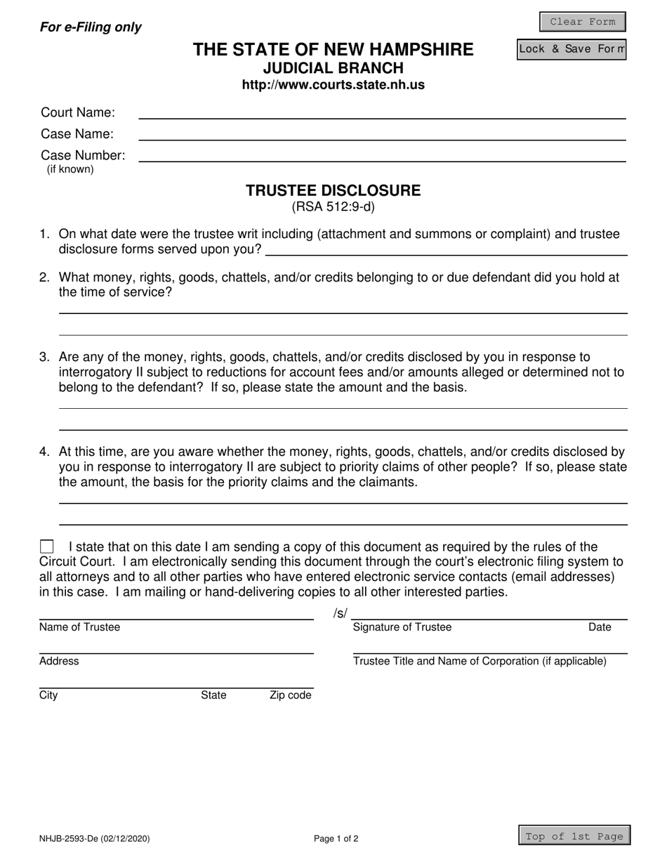 Form NHJB-2593-DE Trustee Disclosure - New Hampshire, Page 1