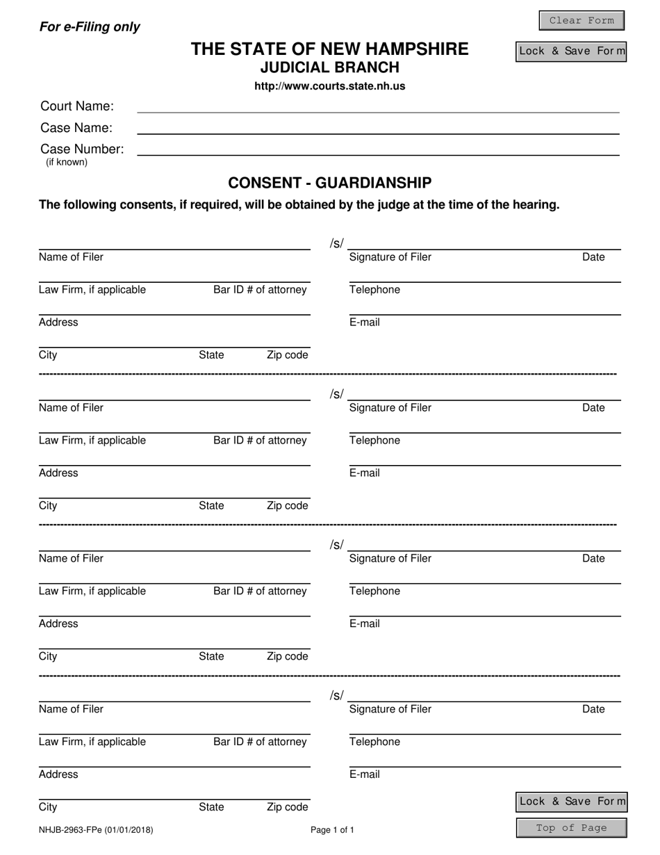 Form NHJB-2963-FPE Consent - Guardianship - New Hampshire, Page 1