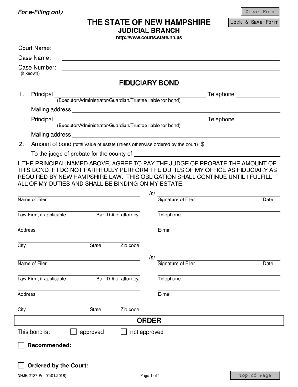 Form NHJB-2137-PE Fiduciary Bond - New Hampshire, Page 1