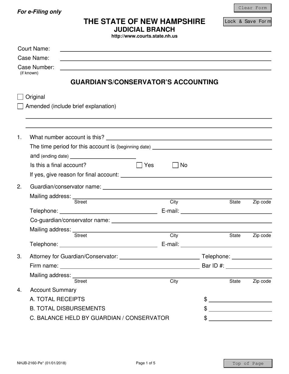 Form NHJB-2160-PE Guardians/Conservators Accounting - New Hampshire, Page 1