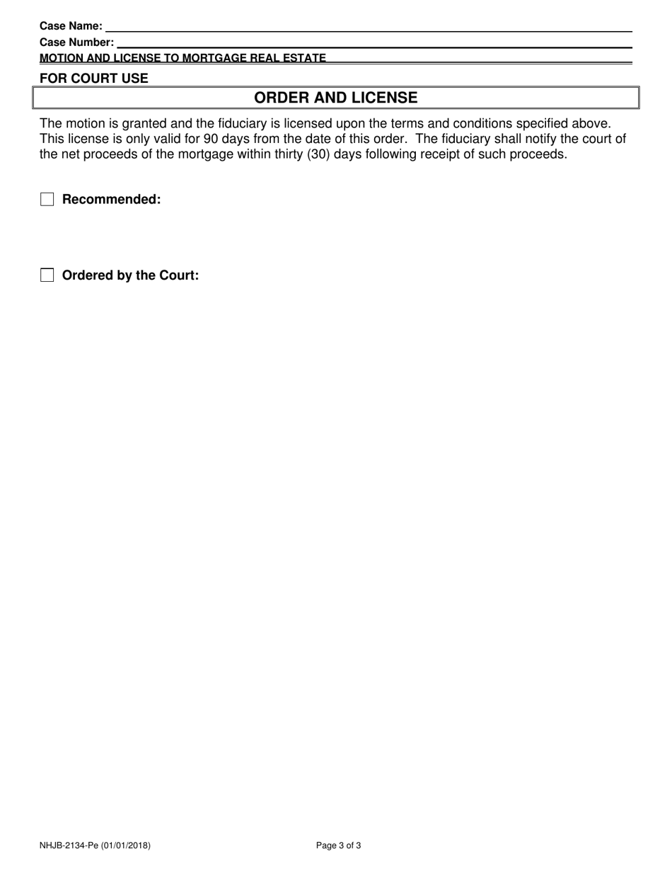 Form NHJB-2134-PE Motion and License to Mortgage Real Estate - New Hampshire, Page 3