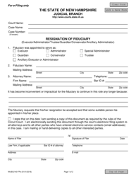 Document preview: Form NHJB-2140-FPE Resignation of Fiduciary - New Hampshire
