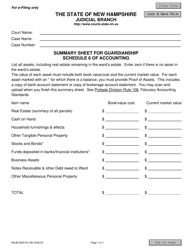 Document preview: Form NHJB-2943-PE Summary Sheet for Guardianship Schedule 6 of Accounting - New Hampshire