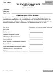 Document preview: Form NHJB-2942-PE Summary Sheet for Schedule a - New Hampshire