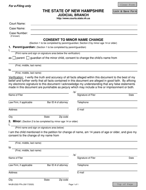 Form NHJB-2322-FPE Consent to Minor Name Change - New Hampshire