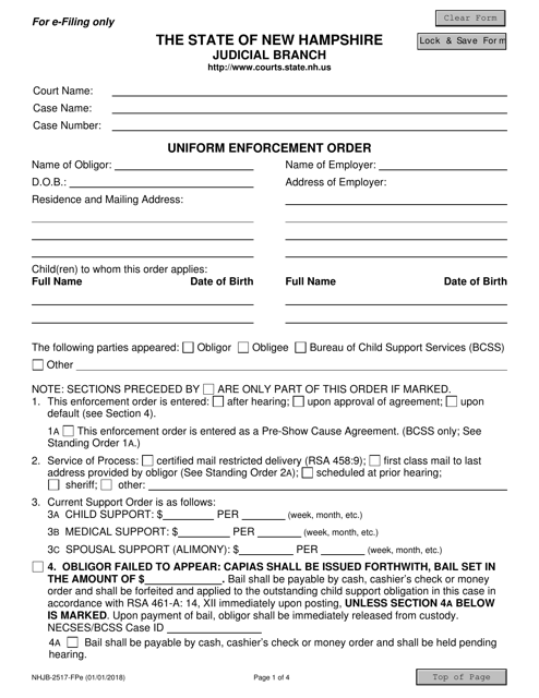 Form NHJB-2517-FPE Uniform Enforcement Order - New Hampshire