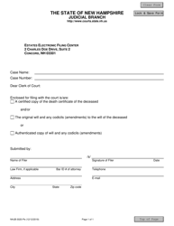 Document preview: Form NHJB-3020-PE Cover Letter for Death Certificate or Original Will - New Hampshire
