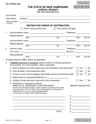 Document preview: Form NHJB-2131-PE Motion for Order of Distribution - New Hampshire