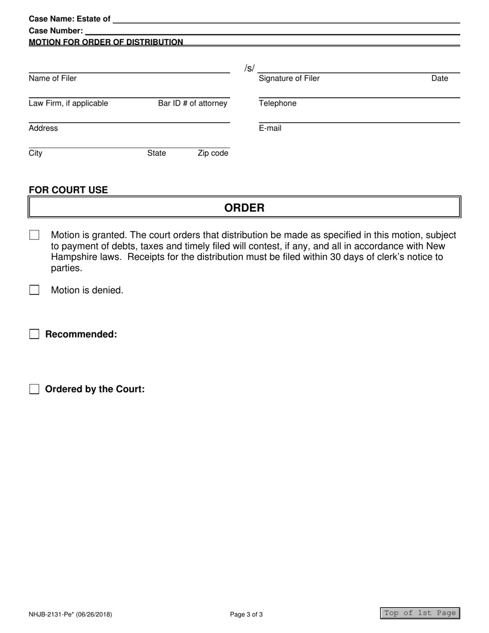 Form NHJB-2131-PE Motion for Order of Distribution - New Hampshire, Page 3