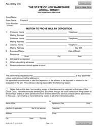 Form NHJB-2130-PE Motion to Prove Will by Deposition - New Hampshire