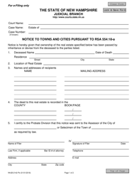 Form NHJB-2142-PE Notice to Towns and Cities Pursuant to Rsa 554:18-a - New Hampshire