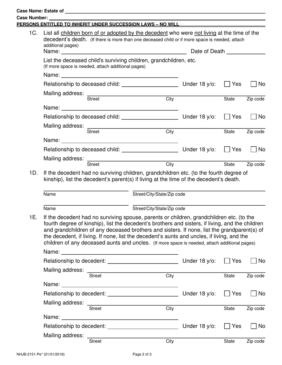 Form NHJB-2151-PE Persons to Inherit Under Succession Laws if There Is No Will - New Hampshire, Page 2