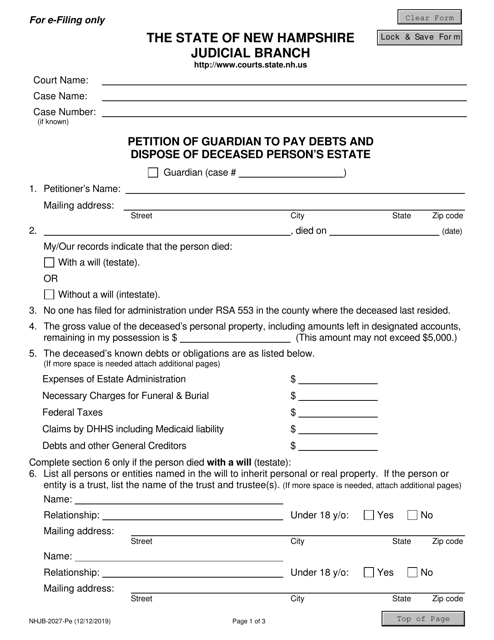 Form NHJB-2027-PE  Printable Pdf
