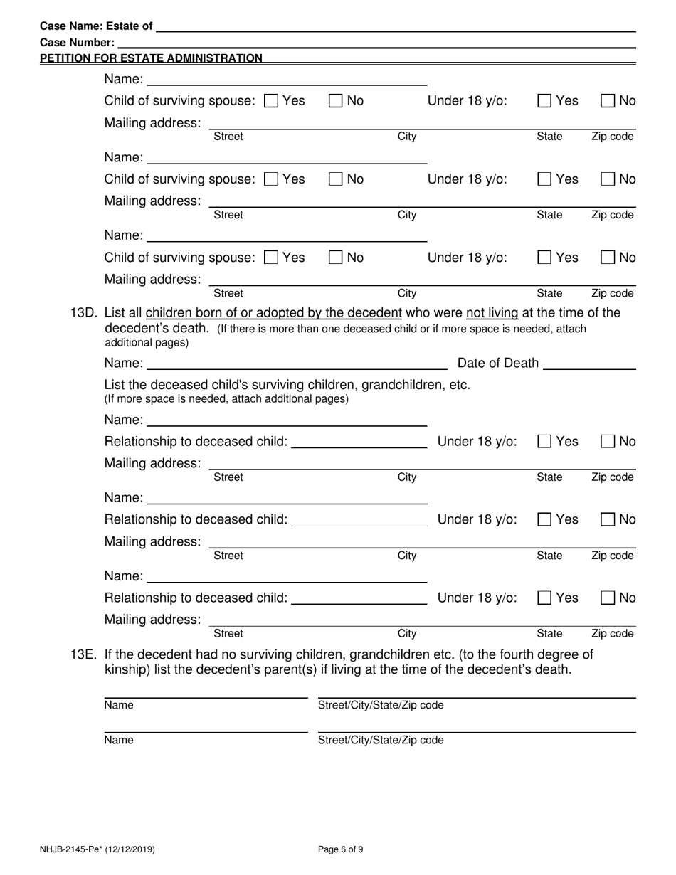 Form NHJB-2145-PE Petition for Estate Administration - New Hampshire, Page 6