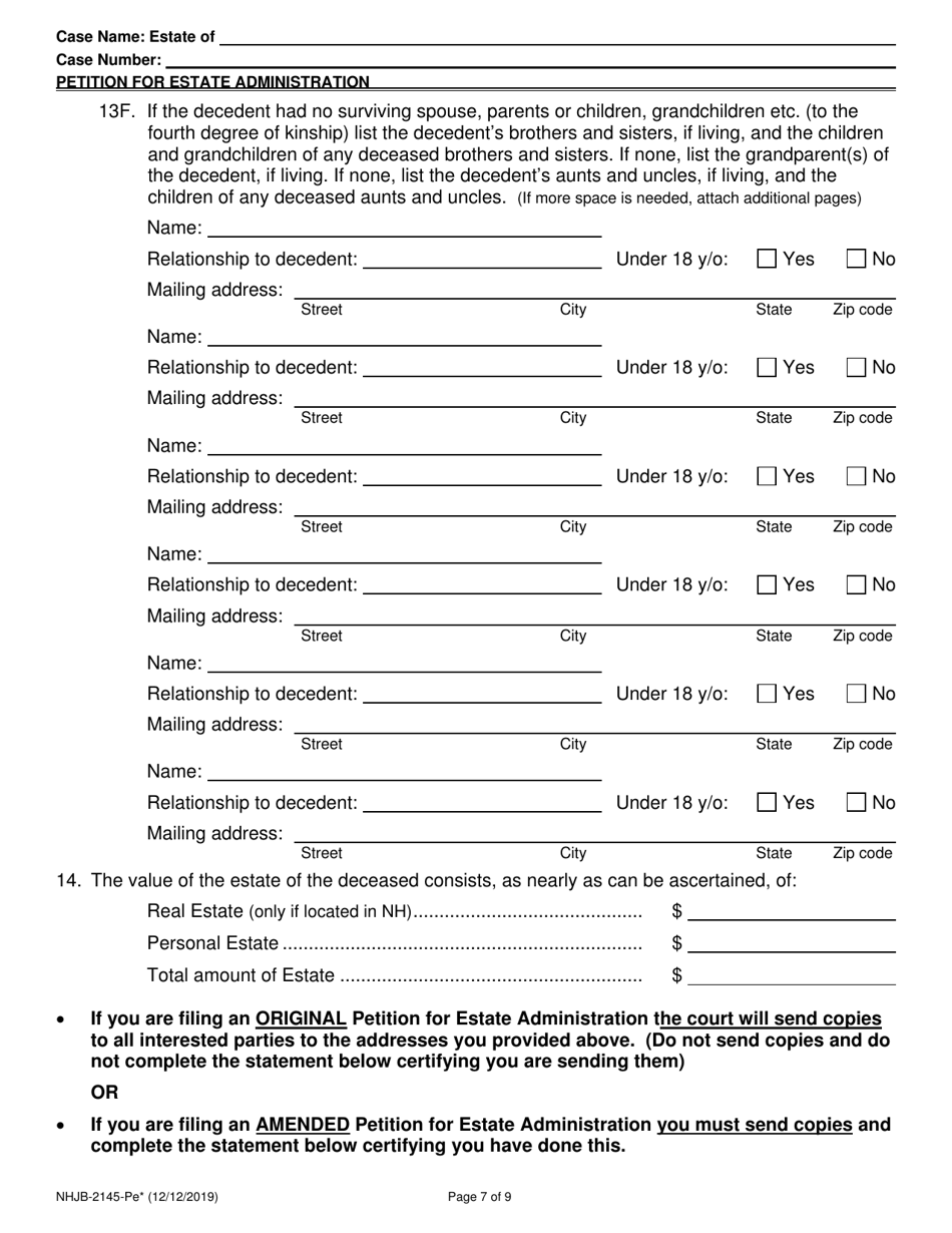 Form NHJB-2145-PE Petition for Estate Administration - New Hampshire, Page 7