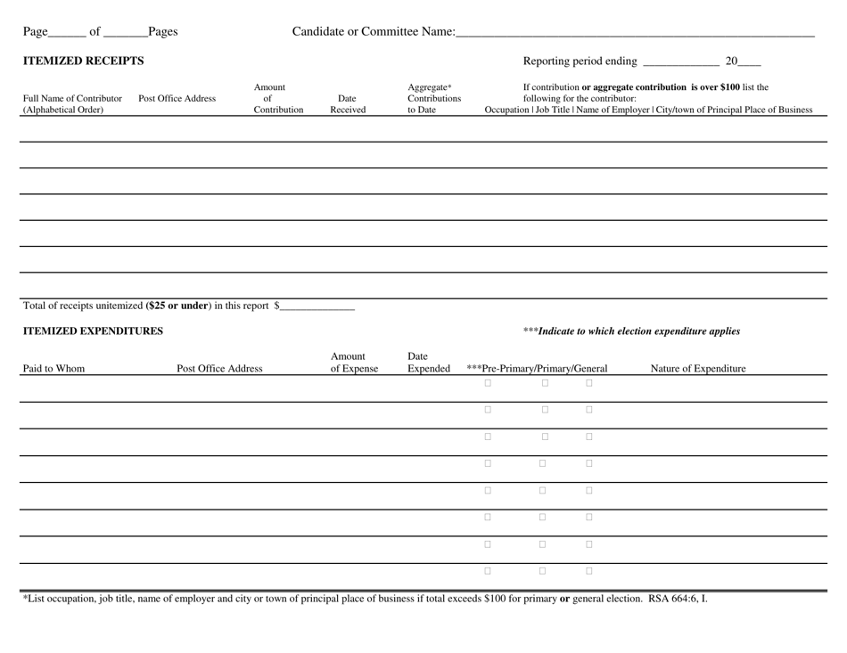 6-month Receipt and Expenditure for Candidates After 2020 Election - New Hampshire, Page 2