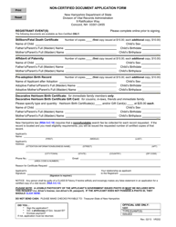Document preview: Form VR202 Non-certified Document Application Form - New Hampshire