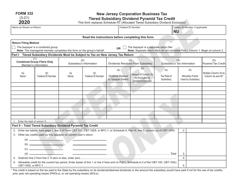 Form 332 2020 Fill Out, Sign Online and Download Printable PDF, New