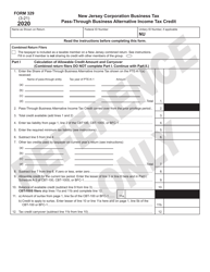 Form 329 Pass-Through Business Alternative Income Tax Credit - New Jersey