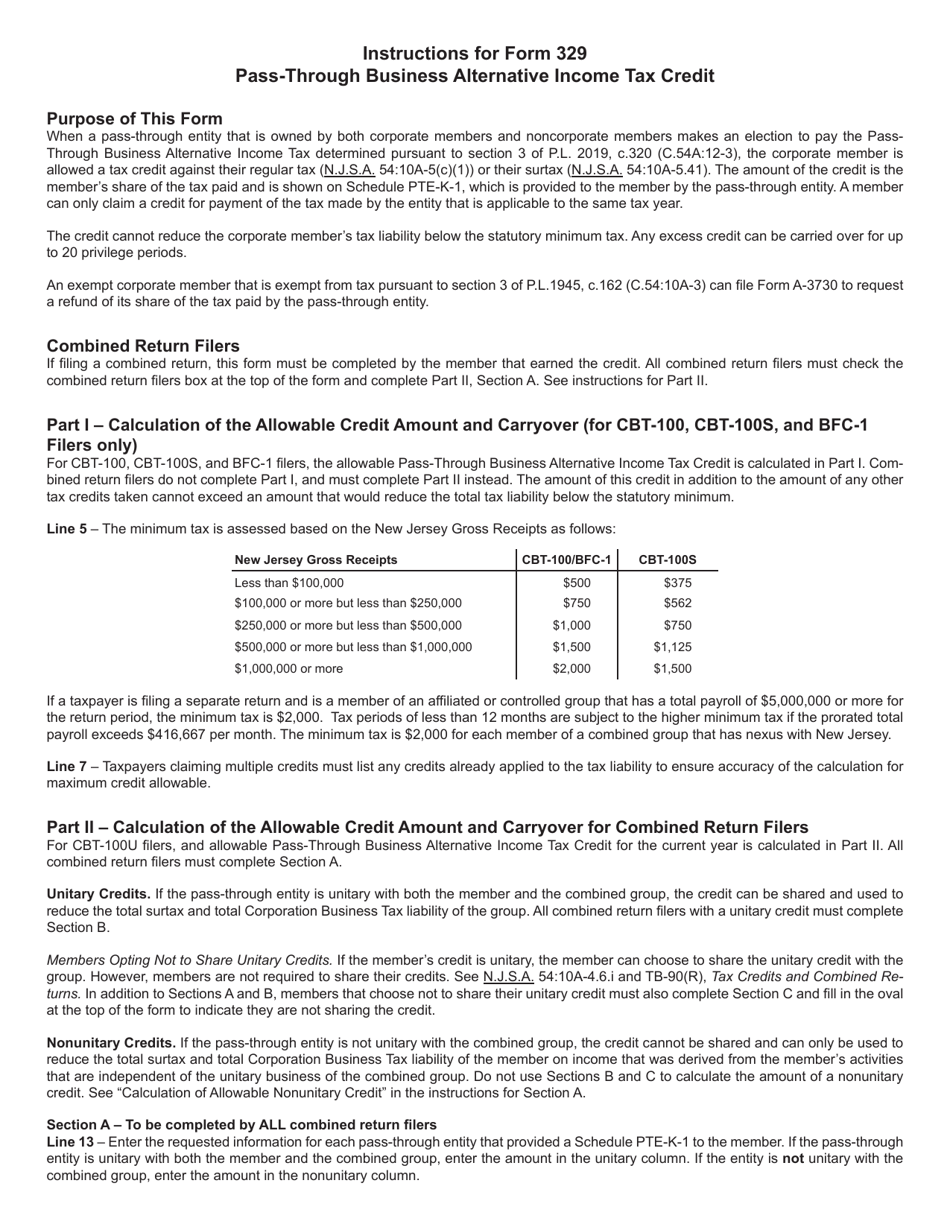 Form 329 Pass-Through Business Alternative Income Tax Credit - New Jersey, Page 4