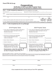 Form PTR-1A CO-OP Cooperatives Verification of 2019 and 2020 Property Taxes - New Jersey