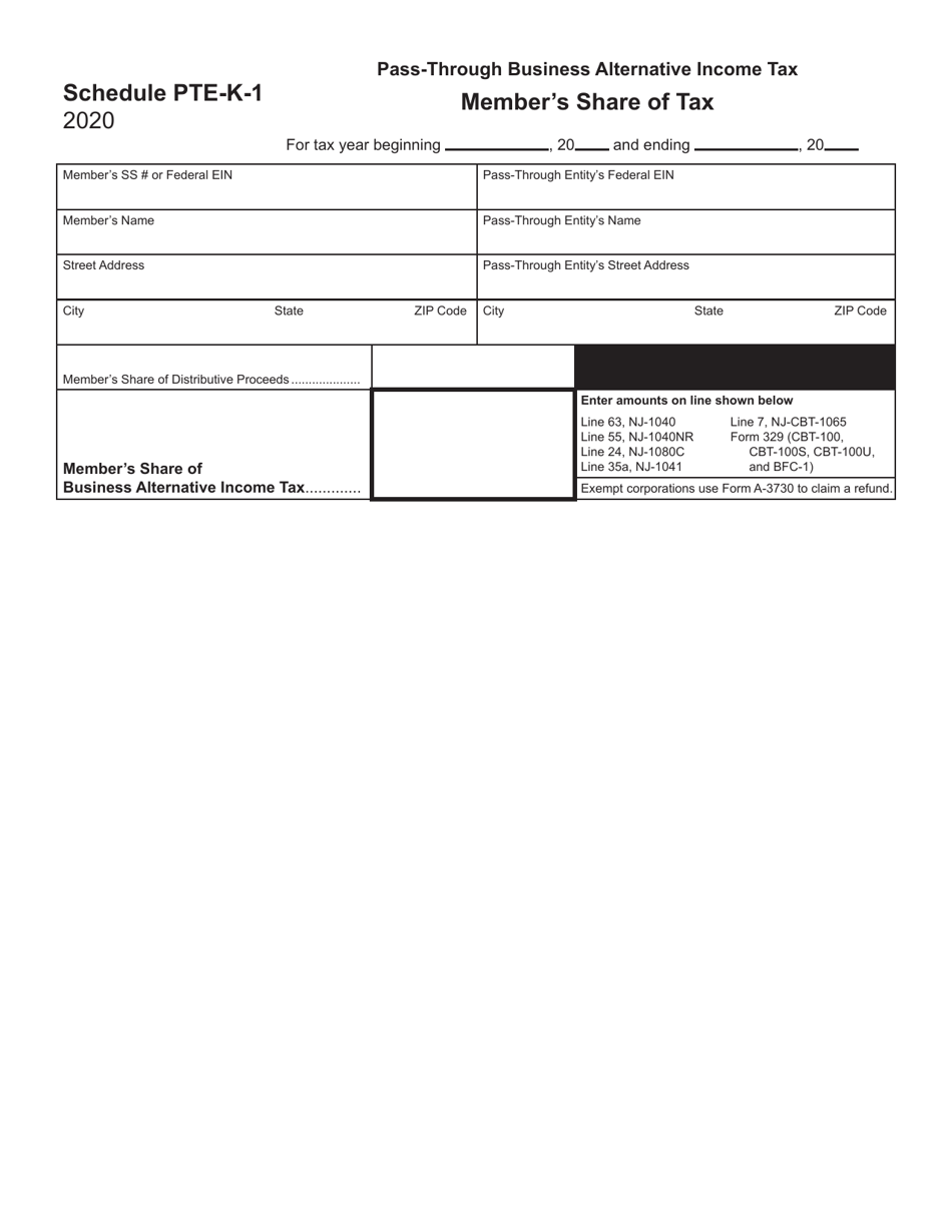 2020 New Jersey Member's Share of Tax Fill Out, Sign Online and