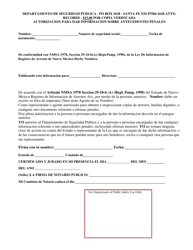 Autorizacion Para Dar Informacion Sobre Antecedentes Penales - New Mexico (Spanish)