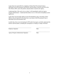 Procurement Card or Individual Travel Procurement Card Cardholder Agreement - New Mexico, Page 2