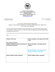 &quot;Request for Special Education Due Process Hearing and Required Notice Model Form&quot; - New Mexico