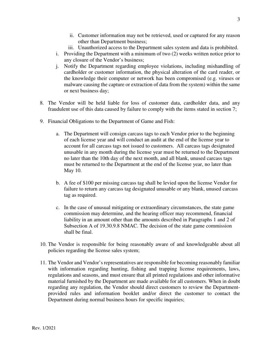 License Vendor Agreement - New Mexico, Page 3