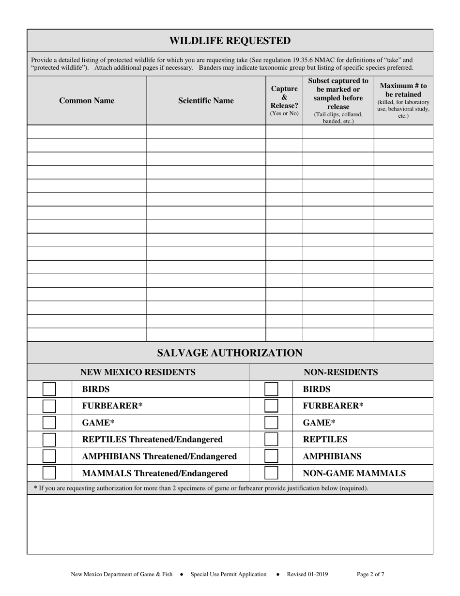 Scientific Collecting Application and Renewal to Take Protected Wildlife for Scientific Purposes - New Mexico, Page 2