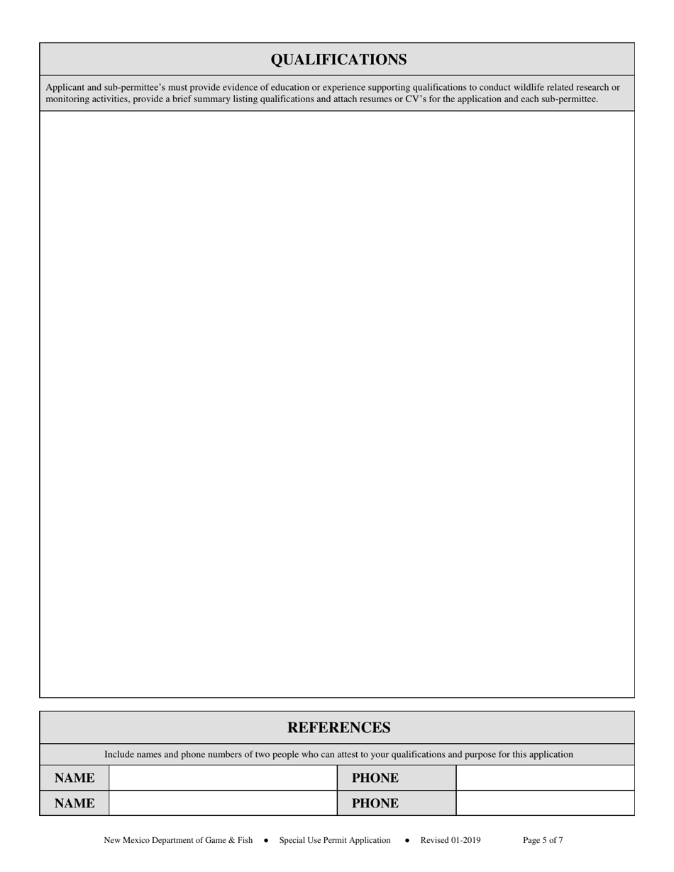 Scientific Collecting Application and Renewal to Take Protected Wildlife for Scientific Purposes - New Mexico, Page 5