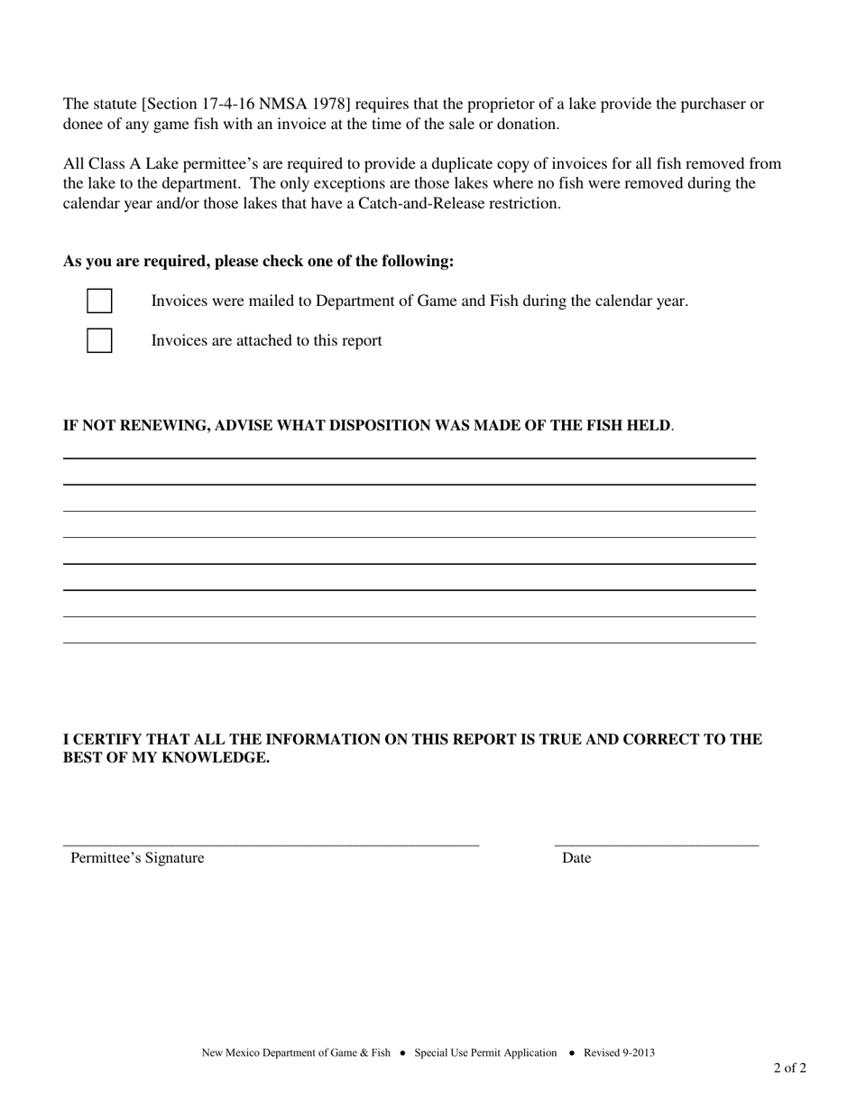 Class a Lake Permit Renewal - New Mexico, Page 2