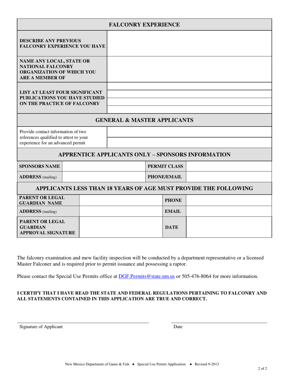 New Mexico Falconry Permit Application - Fill Out, Sign Online and