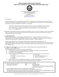 Document preview: Group Fishing Privileges Application for the Mentally or Physically Handicapped - New Mexico