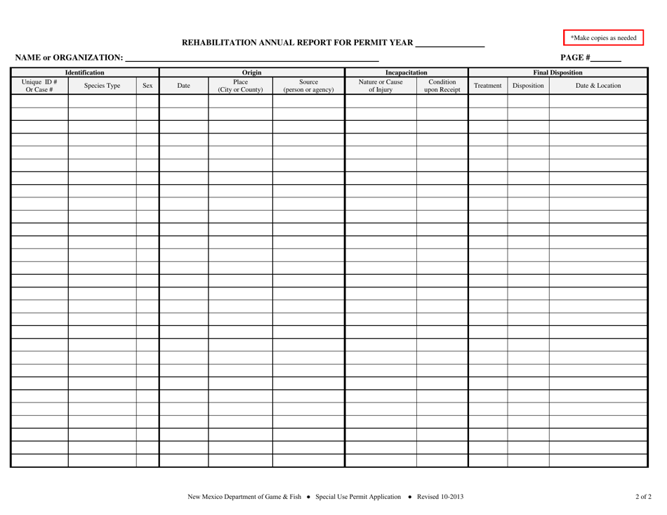 Wildlife Rehabilitation Renewal Form - New Mexico, Page 2