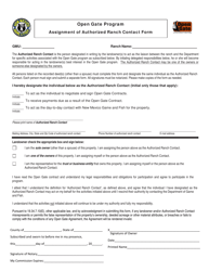 Document preview: Assignment of Authorized Ranch Contact Form - Open Gate Program - New Mexico