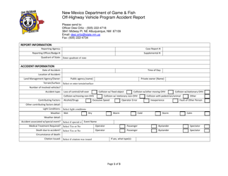 Off-Highway Vehicle Program Accident Report - New Mexico