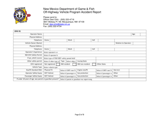 Off-Highway Vehicle Program Accident Report - New Mexico, Page 2