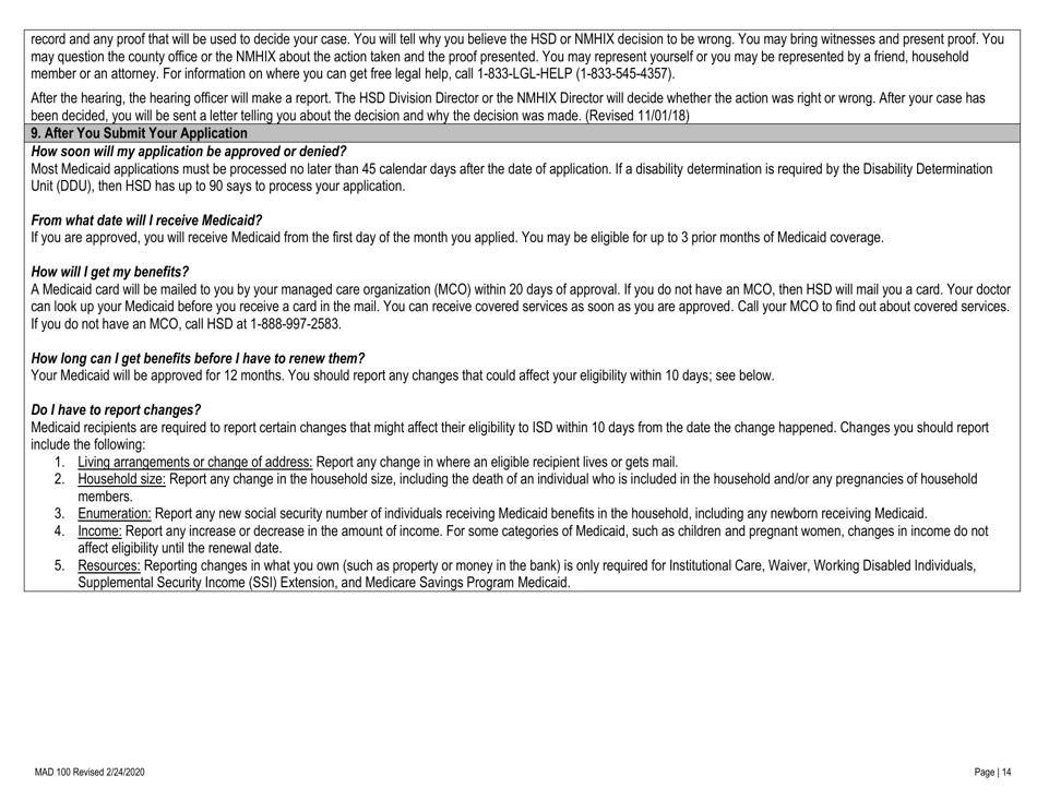Form MAD100 Application for Medical Assistance - New Mexico, Page 14