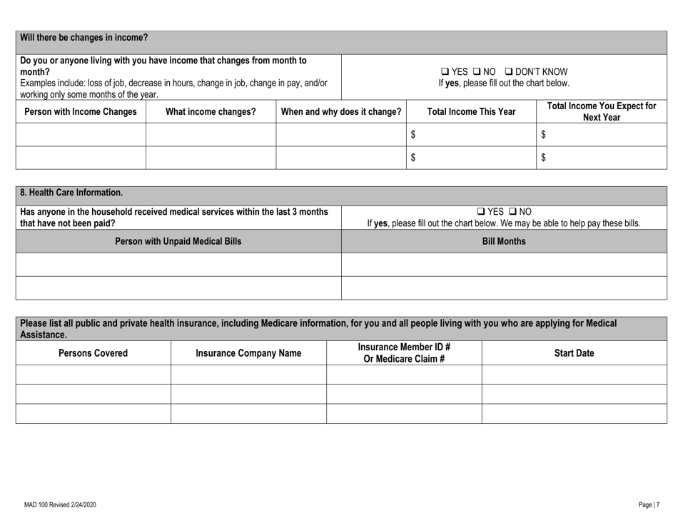 Form MAD100 Application for Medical Assistance - New Mexico, Page 7
